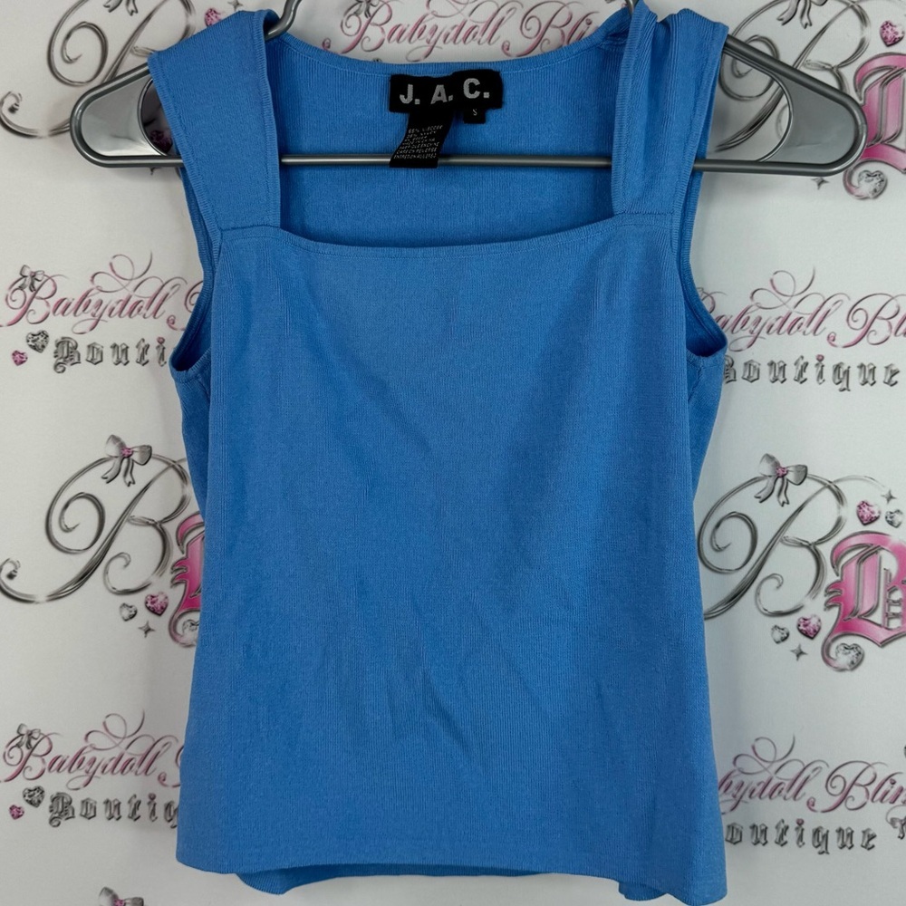 J.a.c tank top stretchy classic square neckline cami camisole Blue Top
